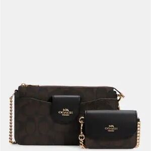 Coach Poppy Crossbody bag Women's Black and Gold Bag Set